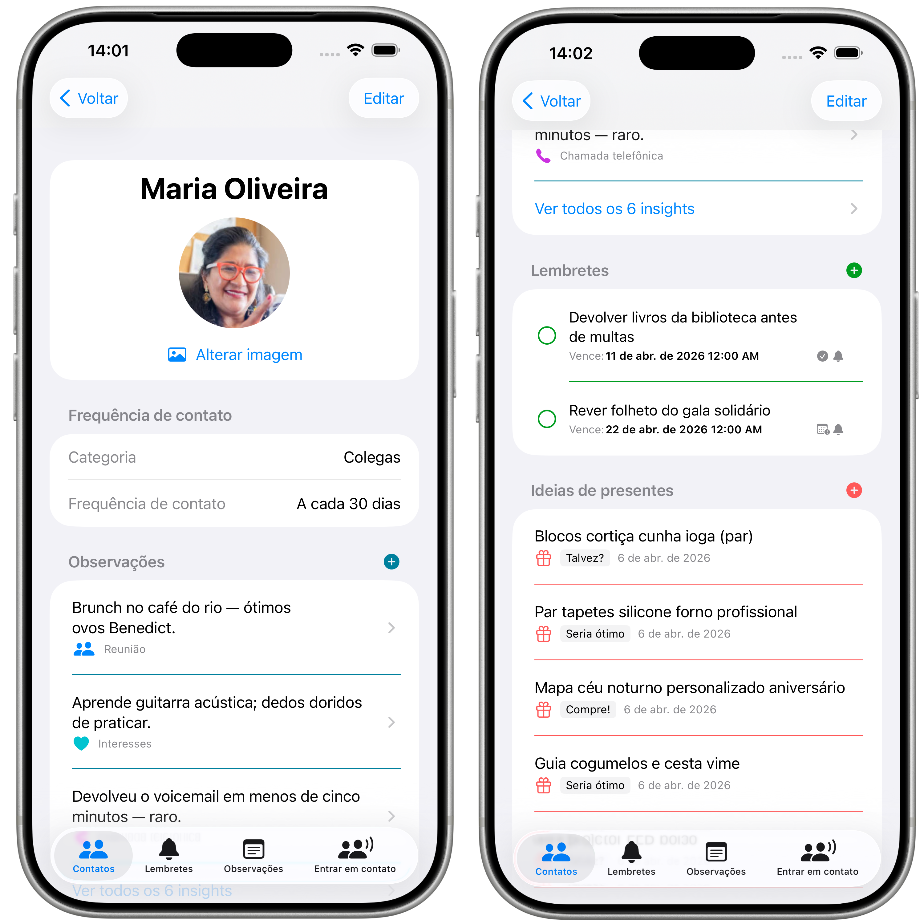 Contactilo: Observações